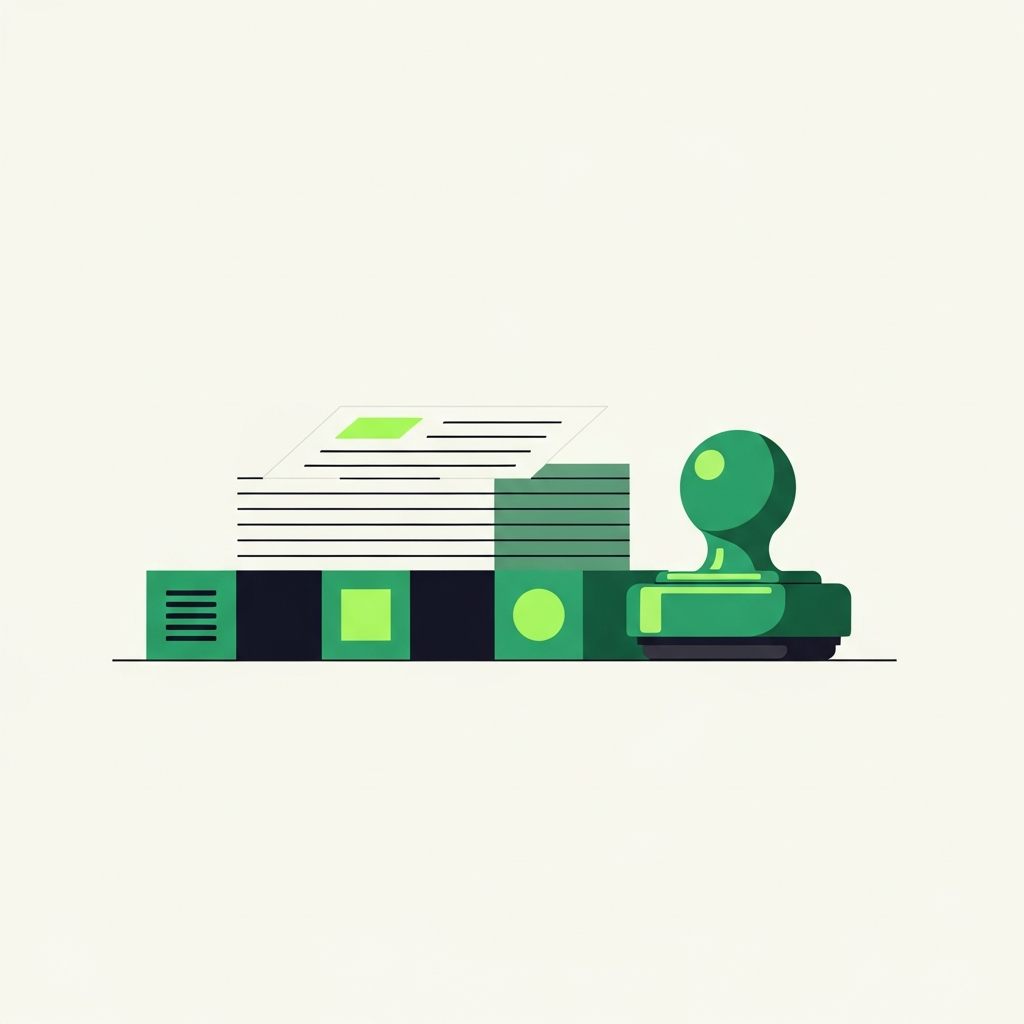 Minimal flat-vector illustration in Taxly green and ink representing US LLC formation, for the article "How to choose how your LLC is taxed".