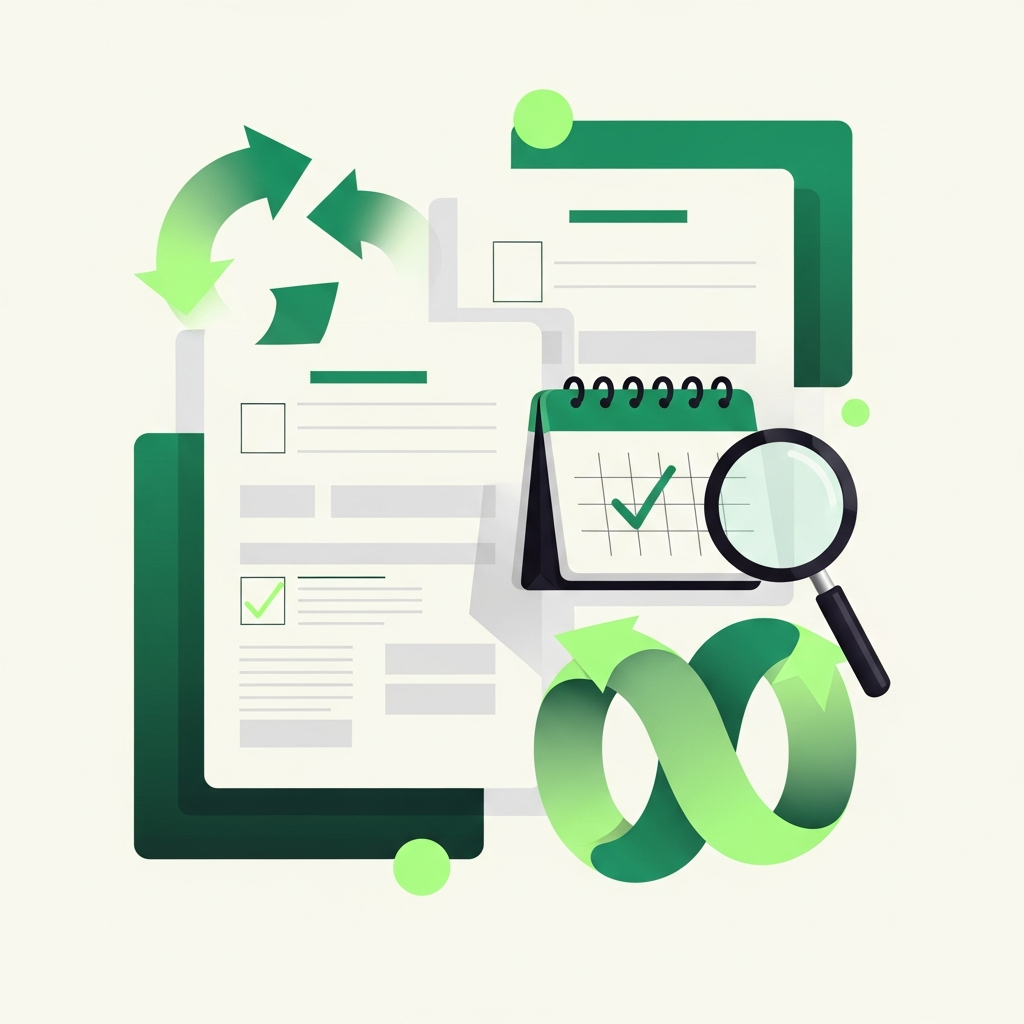 Minimal flat-vector illustration in Taxly green and ink representing tax filing, for the article "ITIN vs EIN vs SSN: which one do you need?".