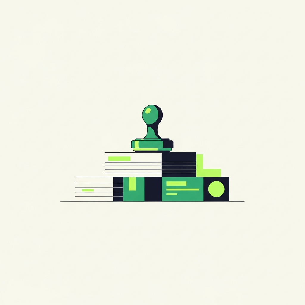 Minimal flat-vector illustration in Taxly green and ink representing US LLC formation, for the article "LLC vs S-corp for non-resident founders".