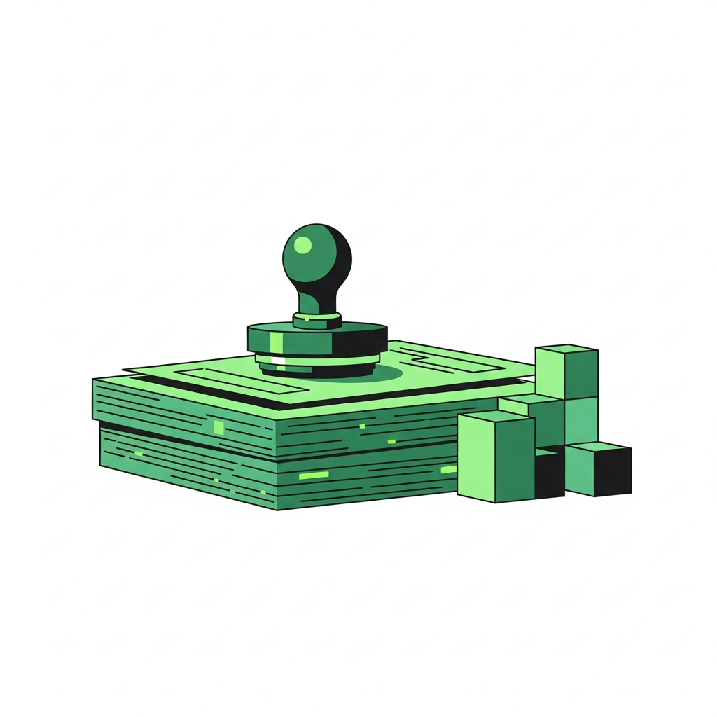 Minimal flat-vector illustration in Taxly green and ink representing US LLC formation, for the article "Texas vs Florida for an LLC".